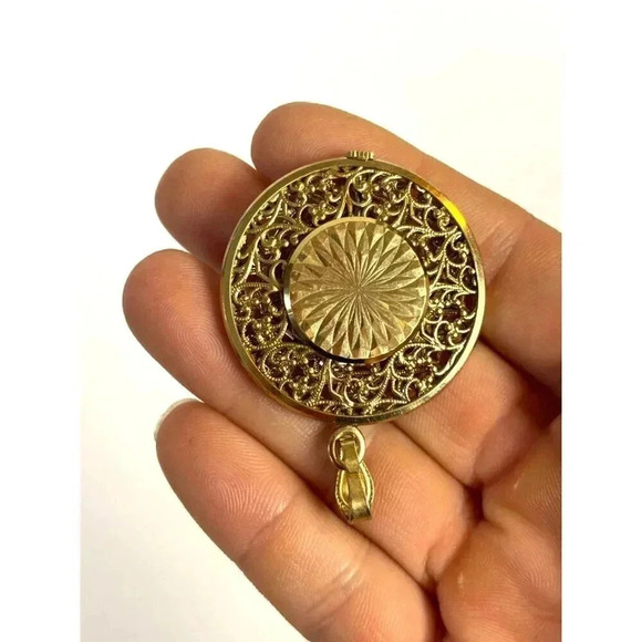 Gorgeous Vintage Carravelle Circular Pendant Necklace Clock - Picture 5 of 8